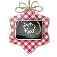 Ornament tiskani jednostrane planine Chalkboard Crvena brda - Kansas Christmas Neonblond