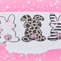 Cathery Toddler Baby Girl Easter Outfits Set Set Bunny Rabbit Majica kratkih rukava + Leopard Flare