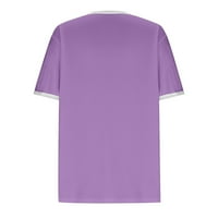Kakina s majice za žene Dressing Short rukav labav vrpce bluza puff rukava Plus plaže na vrhu Purple,