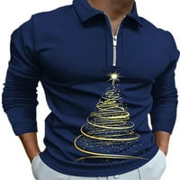 NOLLA Muški božićni vrhovi remel vrat xmas polo majica s dugim rukavima bluza muške slatke fit pulover