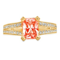2.45ct smaragdni rez crveni simulirani dijamant 18k žuti zlatni ugraving izjava bridalna godišnjica