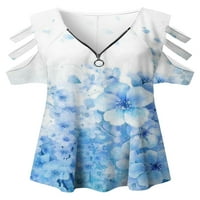 Zračni ženski bluza za hladnu rameni zatvarač sa zatvaračem za odmor Ljetne casual tee cvjetne majice