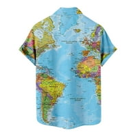 Na klirensu plus veličina Havajske košulje za muškarce kratki rukav Aloha na plaži Vintage World Karta