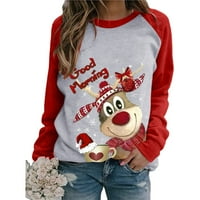 Ženski pulover Božićni tisak Blokiranje majica dugih rukava majica