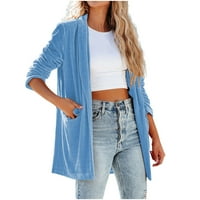 Fanxing Sedmice ponude Žene Velvet Blazer jakne kaput jesen dugi rukav Cardigan Otvori prednji čvrsti džepni bluza za bluzu Fall Prime S, M, L, XL