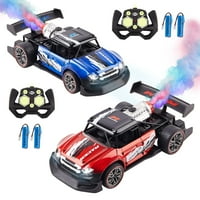 Daljinski upravljač Drift Automobil sa sprejom i svjetlom, maglicama Sport Racing automobili, 2,4 GHz 4WD velike brzine, igračka vozila za odrasle dječje dječake Djevojke, plavo i crveno