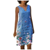 Bacco haljine za ženske haljine V-izrez Haljina modne veličine bez rukava plus cvjetni prsluk ženske