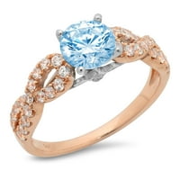 1.36ct okrugli rez plavi simulirani dijamant 18k ružičasto bijelo zlato ugraviranje izjava bridalna