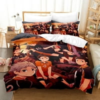 Anime Sportska odbojkaška uzorka Duvet posteljina krevet Podesite kraljeve veličine Comfy Manga Duvet i jastučnici za djecu djece