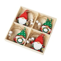 TRAYKNICK CHISTNICK Ovešteni set božićnih drvenih visećih ukrasa Boxed bezlični gnome šareni ukrasi sa konopnim konopom drvene perle za Xmas
