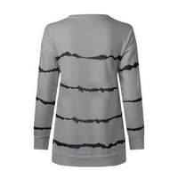 Bluza Striped Ležerne prilike s dugim rukavima za žene za žene Grey XL