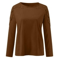 Plus veličine Bluze Žene Ležerne prilike od pukotine okruglog vrata izdubljene dugih rukava majica za