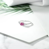 Gem Stone King 10k bijeli zlatni prsten okrugli ružičasti moissine stvorio je safir