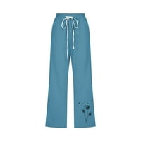 Meetotime Capri hlače za žene pamučne posteljine široke noge casual pantalone nacrtavaju visoke strukske
