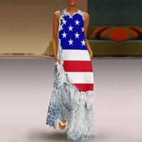 Luiyenes Dnevna haljina za neovisnost za žene zastava tiskana puna rezana haljina za plažu sa dugim