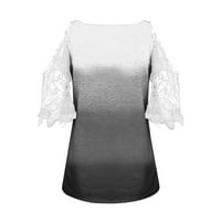 Feterrnal ženska čipka vrh Ispis V-izrez Labavi panel majica kratkih rukava TOP DISTY BLOUSE za žene