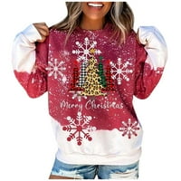 Popust Božićne žene dugih rukava bluza casual crewneck vrhovi trendi snježne pahulje pulover dukserica