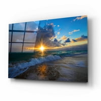 Epic Art 'izlazak sunca nad Miami Beach' Lizzy Davis, akrilna staklena zida Art, 16 x12