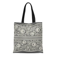 Platna torba od moguće tote namirnica Trgovinske vrećice Bež cvjetna bijela čipkasta vrpca siva toile