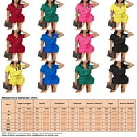Sanviglor Women Jogger set Solid Color Duweatsuits kratki rukav Dva odjeća za džepne salone za trčanje