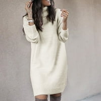 Duks haljina za žene plus veličine Dužina koljena ženska jesen i zimski dugi viši ovratnik gornji džemper