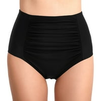 Ženska kontrola trbuha Ruched bikini donje vintage kratke gaćice, crna