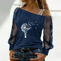 -Hirts za žene Žene Ležerne prilike D Andelion Cvjetno print Mesh dugih rukava Hladna bluza s majicama