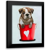 FAB Funky Black Modern Frammed Museum Art Print pod nazivom - Bulldog kanta za ljubav Crvena