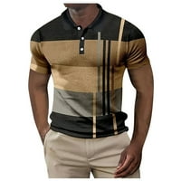 Jiyugala majice za muškarce Dugme Down kratki rukav Top plaid rever u boji Stripe Print majica