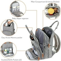 Toyella mammy ruksak višestruki kapacitet velike snage vodootporne mame torba siva