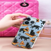 Meka TPU Clear Case Slim zaštitni poklopac za Apple iPhone Pro 6.1 , crna mačka Love Pizza