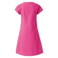 Haljine za žene s kratkim rukavima, puna ležerna dugačka maxi V-izrez ljetna haljina ružičasta 3xl