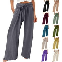 Qolati široke pantalone za noge za žene Ljeto Visoko struk salonske hlače Ležerne prilike, palanzo hlače