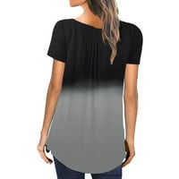 Ženska bluza plus veličine gradijent tiskani V-izrez majice kratkih rukava dugme pulover tenk za rezervoar