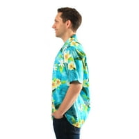 Napravljeno u muškoj majici Havaje Aloha majica u palmima i plumeriji u tirkiznoj m