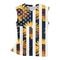Suncokret američki zastava tenkovi za žene patriotske majice USA zastava zvijezde Stripes Print majica