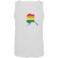 Aljaska LGBT Gay Pride Rainbow Bijeli tenkovi za odrasle - X-Veliki