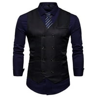 Mikilon muške modne čvrste jakne prsluk tanak fit casual dvostruko grudi tuxedo prsluk plus veličine