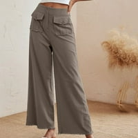 Leesechin široke lanene pantalone za žene Jogger Hlače visoke struk hlače u ulici oprane pamučne posteljine