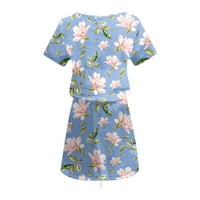 Ljetne haljine za žene cvjetni V-izrez A-line mini modne haljine s kratkim rukavima plava xl