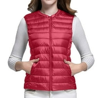Dyfzdhu puffer prsluk Women Trendy Plus size Top V Sloper izreza dolje jakna pada zima crvena