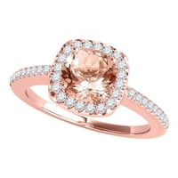 Mauli dragulji za angažovanje prstenova za žene 1. Carat Halo morgatit i dijamantski angažman vjenčani prsten od 14k ruža zlato