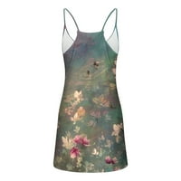 Dyegold atletska haljina za žene Ljeto cvjetni print bez rukava V izrez kratke sandressese Dressy casual