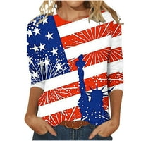 Tealske košulje za žene patriotske majice za žene, žene 4. srpnja SAD Tuničke vrhove rukavske posade