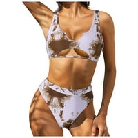 Ženski kupaći kostimi dva visoko rezano podstavljeni push up bikini setovi za žene Vintage Womens kupaći
