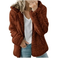 Ženska vuna kaput moda Jesen zimska topli plišani duksevi jakna dugi rukav plus veličine patentne ručke gornje odjeće