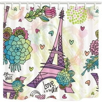 Kreativna umjetnost Eiffelov toranj sa sočnim cvijećem za ljubavnicu tkanine od poliestera tkanina kupaonica
