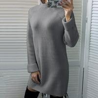 Žuwimk džemper, ženski džemper Bodycon kratka haljina dugih rukava Crew Crt Slim Fit Solid Dressy Jesen