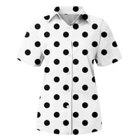 Ženski bluze Ženska modna casual kratkih rukava polka tačke za titlu Lavel majica Top bluza Bijela XXL