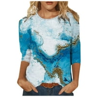 Hvyesh Womens Sleeve majice Majice Novost Ispis Slatko Izlazak Vrhovi Trendi okrugli vrat Casual Bluzes